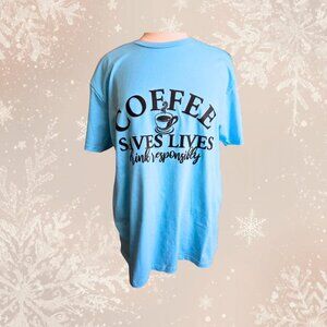 Coffee Saves Lives Tee – Gildan Softstyle Large Cajun Blue